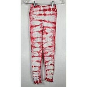 Nux Women's Size Small Red White Tie Dye Leggings